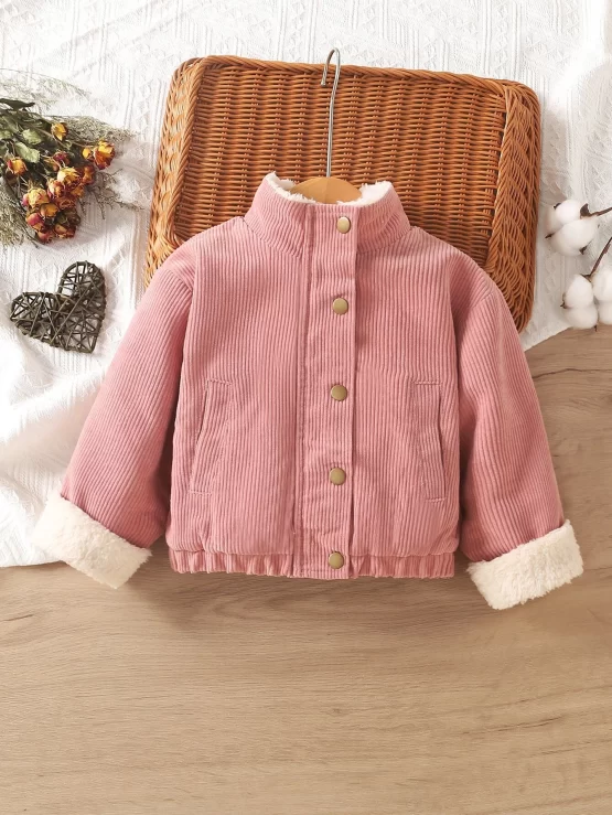 Toddler Girls Single Breasted Lined Corduroy Teddy Jacket