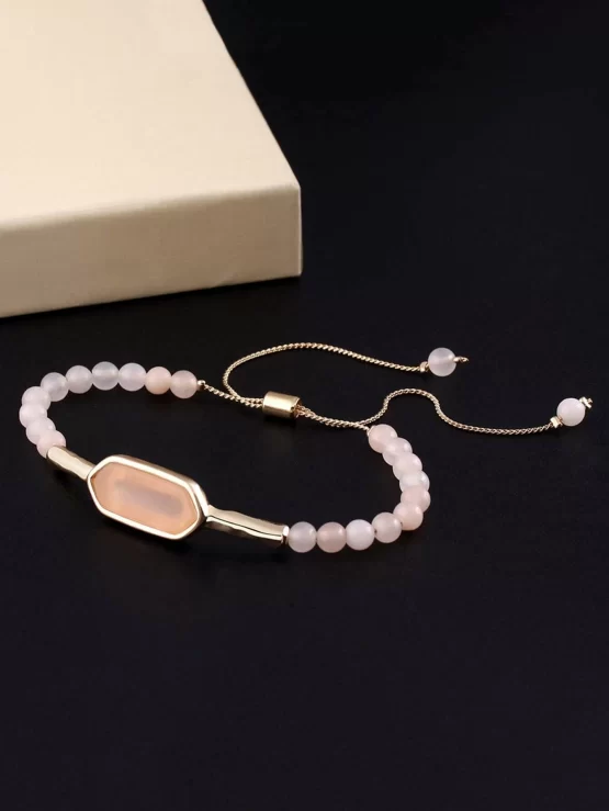 Three Pieces Polygon Decor Stone Beaded Bracelet - Image 3