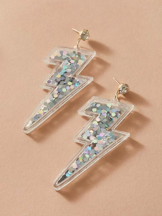 One Pair Sequin Lightning Dangle Decor Earrings - Image 3