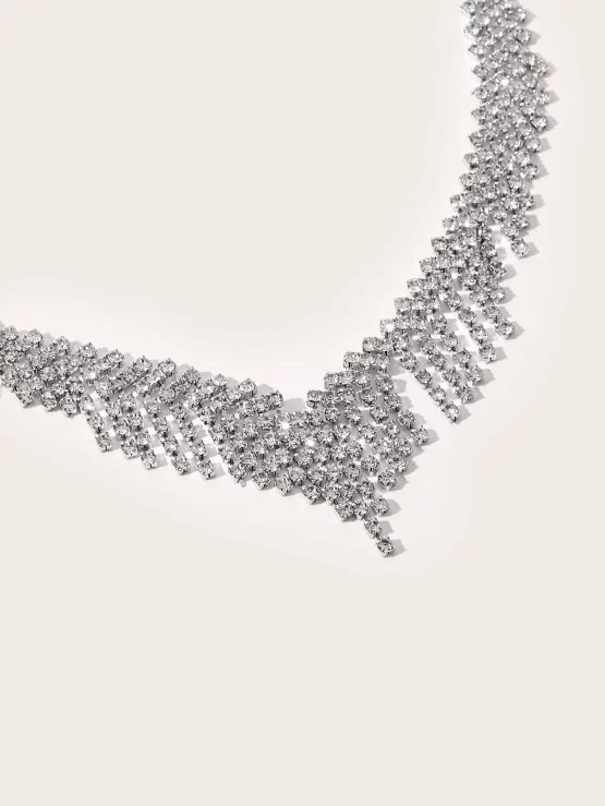 Rhinestone Glamorous Tassel Decor Necklace - Image 2