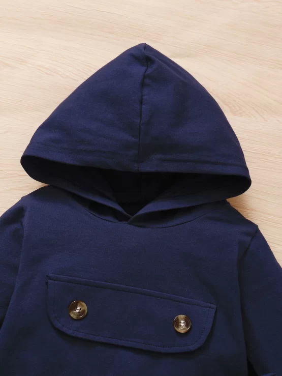 Baby Flap Button Detail Hoodie & Sweatpants - Image 3