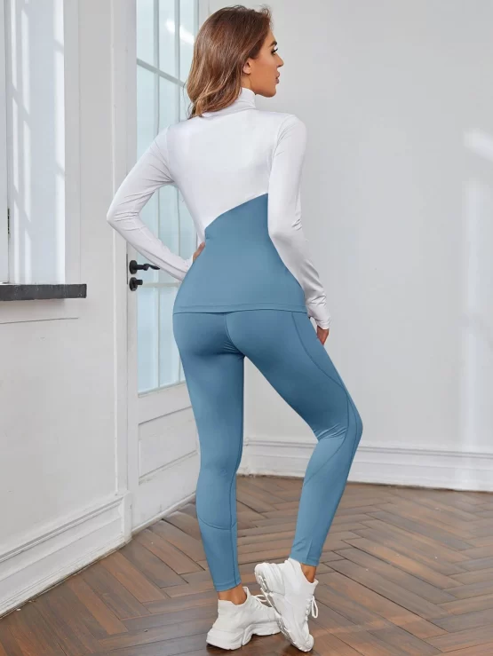 Breathable Mock Neck Sports Jacket & Leggings Set - Image 4
