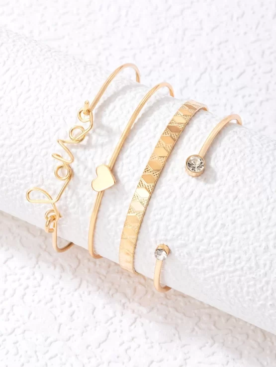Four Pieces Letter & Heart Decor Bracelet - Image 2