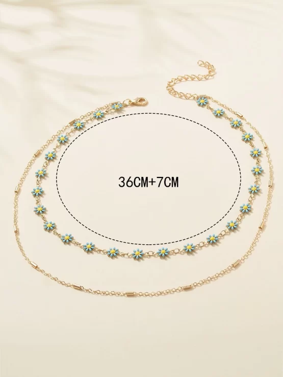 Flowers Copper Decor Layered Necklace - Image 2