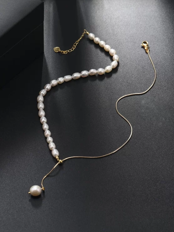 Natural Elegant Pearls Decor Y Lariat Necklace - Image 3