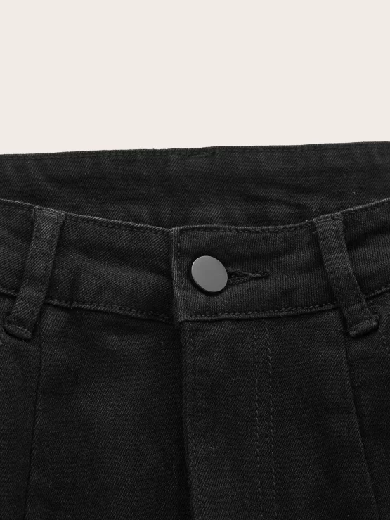ROMWE Lace Up Zipper Fly Front Flare Leg Jeans - Image 3