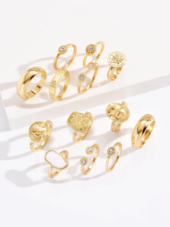 Thirteen Pieces Fashionable Rhinestone Decor Ring - Image 2