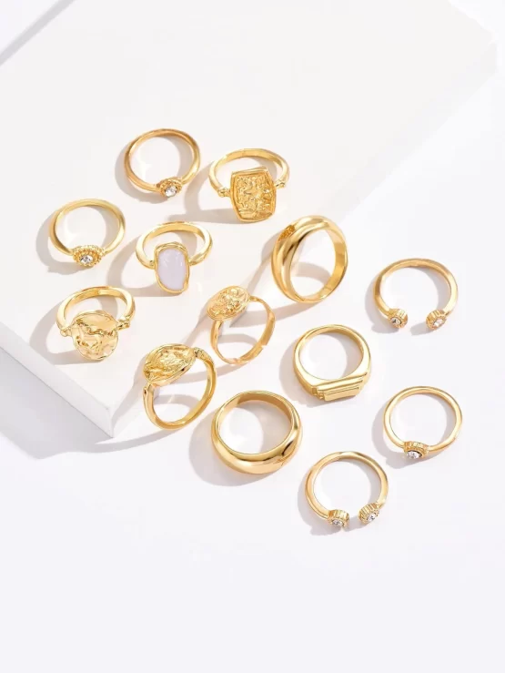 Thirteen Pieces Fashionable Rhinestone Decor Ring - Image 3