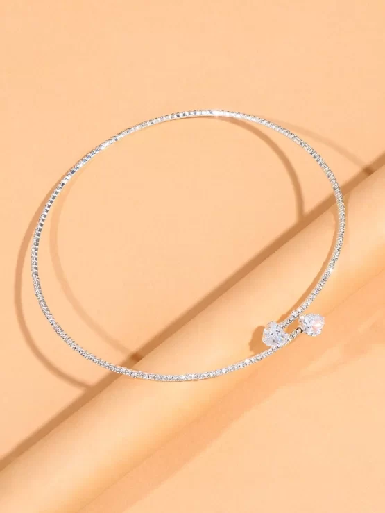Rhinestone Glamorous Heart Cuff Decor Choker - Image 3