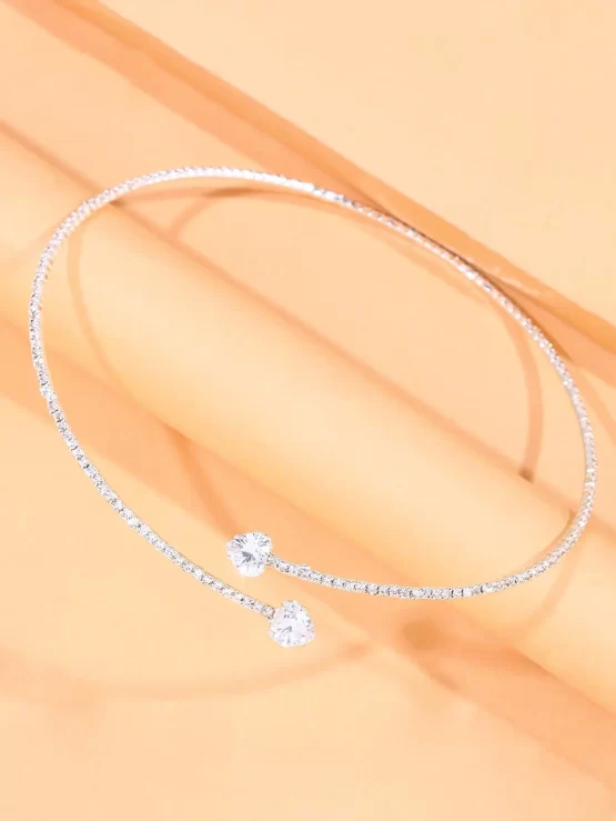Rhinestone Glamorous Heart Cuff Decor Choker - Image 2