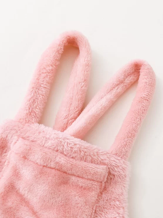 Toddler Girls Patched Teddy Pocket Overalls - Image 3