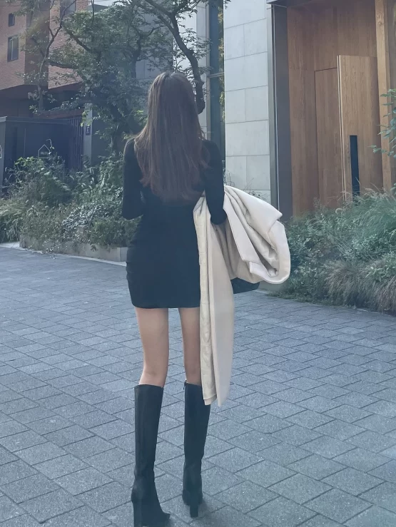 DAZY High Neck Ribbed Knit Bodycon Dress - Image 3