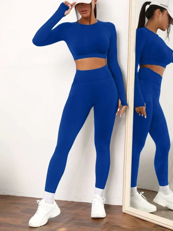 Ombre Print Raglan Sleeve Tummy Control Sports Set - Image 9