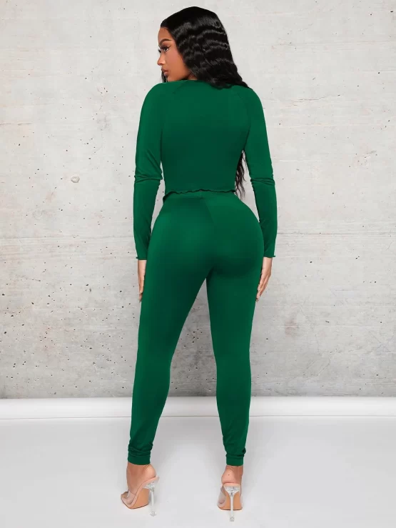 Sweetheart Neck Split Hem Top & Leggings - Image 5