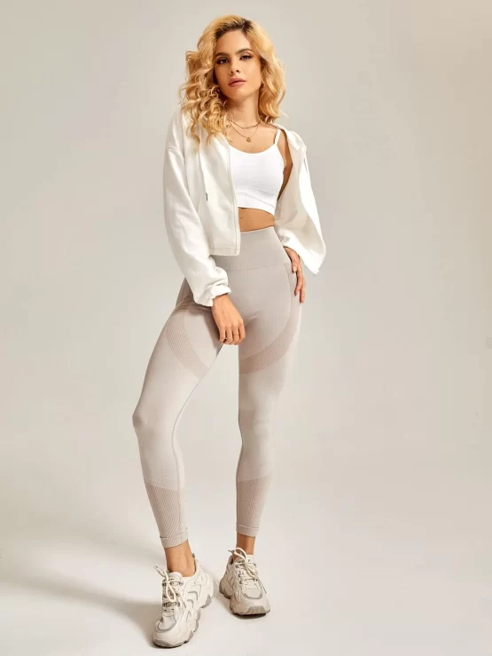 Leisure Seamless Wide Band Waist Sports Leggings - Image 5
