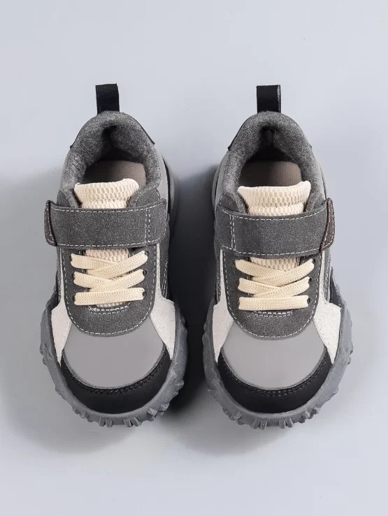 Boys Color Block Hook-and-loop Fastener Strap Sneakers - Image 3