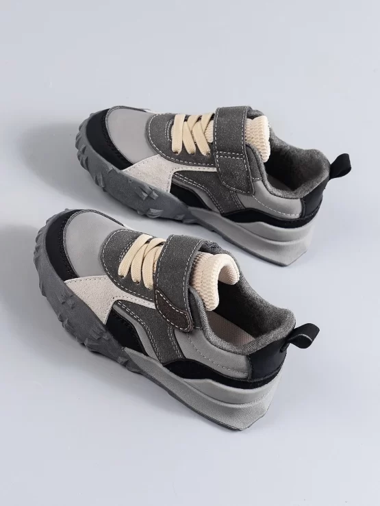 Boys Color Block Hook-and-loop Fastener Strap Sneakers - Image 2