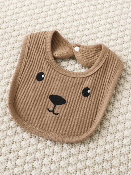 Newborn Baby Cartoon Embroidery Tee & Pants & Hat & Bib & Gloves - Image 2