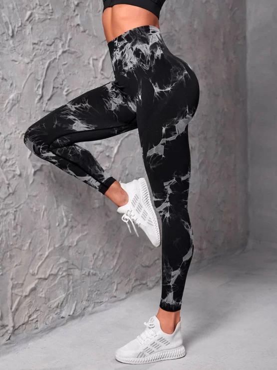 Seamless Cropped Tie Dye Sports Leggings - Image 2