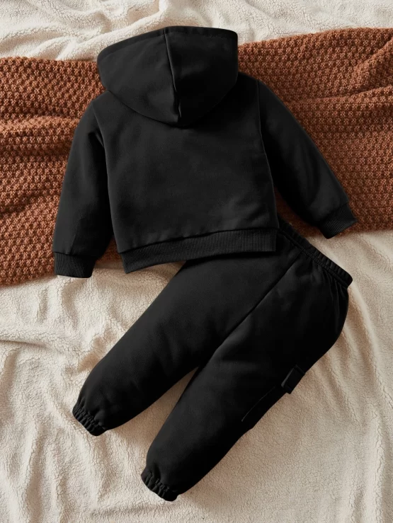 Baby Zip Up Hooded Teddy Lined Jacket & Pants - Image 7