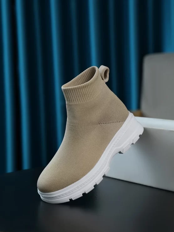 Boys High Top Slip On Sock Front Sneakers - Image 4