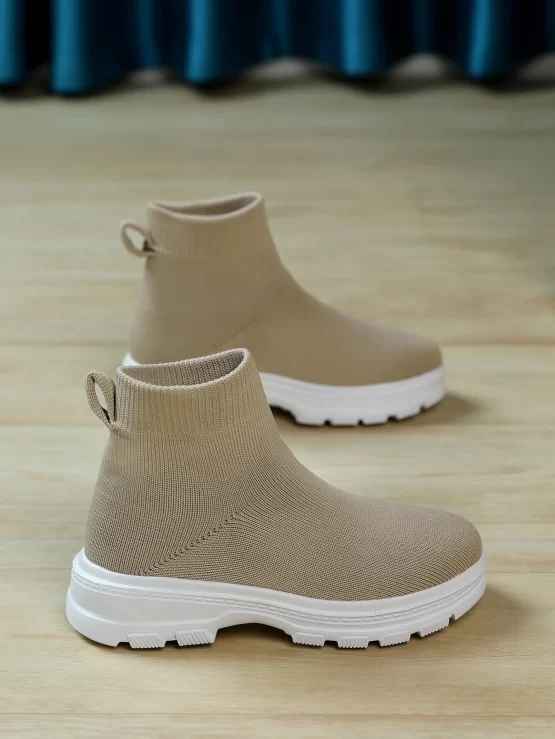 Boys High Top Slip On Sock Front Sneakers - Image 5