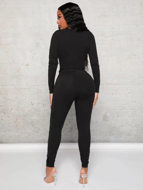 Sweetheart Neck Split Hem Top & Leggings - Image 7
