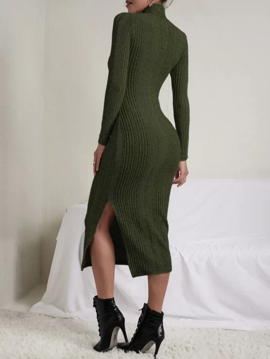 Unity High Neck Split Thigh Bodycon Dress - Image 10