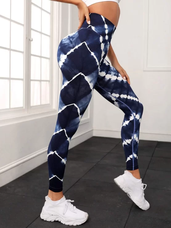 Tie Dye Wideband Waist Sports Leggings - Image 2