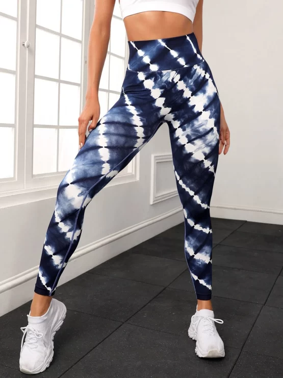 Tie Dye Wideband Waist Sports Leggings - Image 3