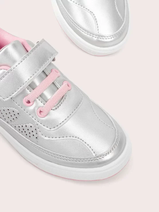 Girls Metallic Hook-and-loop Fastener Skate Shoes - Image 2