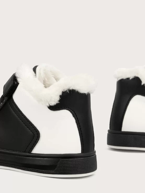 Girls Two Tone Hook-and-loop Fastener Thermal Lined Front Sneakers - Image 2