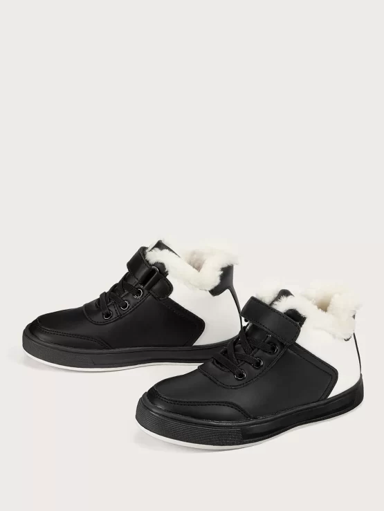 Girls Two Tone Hook-and-loop Fastener Thermal Lined Front Sneakers - Image 3