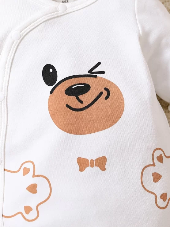 Baby Button Cartoon Graphic Jumpsuit & Hat - Image 3