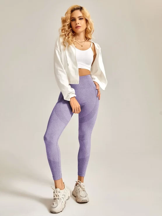 Leisure Seamless Wide Band Waist Sports Leggings - Image 6