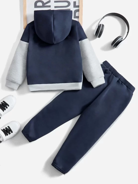 Toddler Boys Letter Graphic Two Tone Hoodie & Sweatpants - Image 2