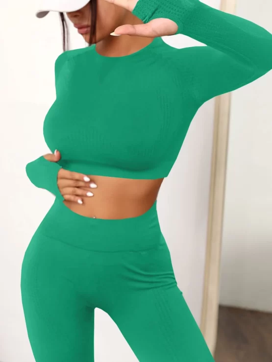 Ombre Print Raglan Sleeve Tummy Control Sports Set - Image 6