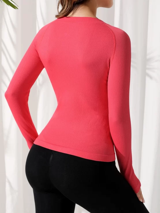 Zipper Up Unlined Raglan Sleeve Sports Jacket - Image 2