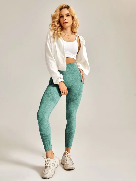 Leisure Seamless Wide Band Waist Sports Leggings - Image 3