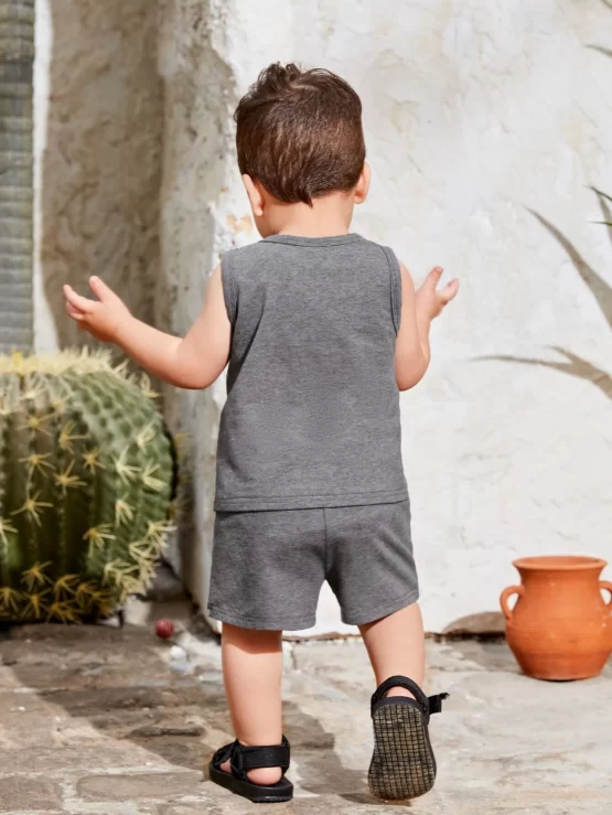 Baby Letter Graphic Tank Top & Track Shorts - Image 3