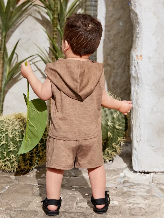 Baby Letter Graphic Hooded Tank Top & Shorts - Image 2