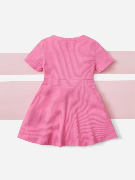 Baby A Line Ribbed Knit Twist Front Trim Dress - Image 2