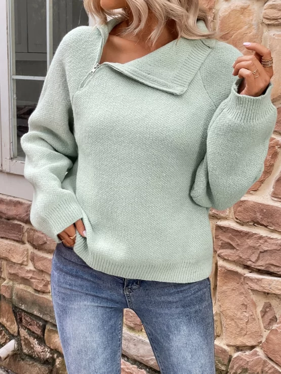 Asymmetrical Neck Raglan Sleeve Sweater