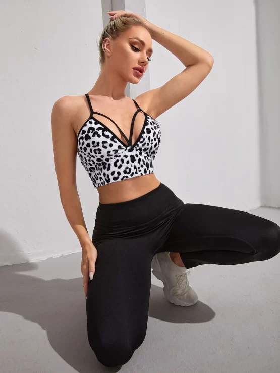 Breathable Criss Cross Straps Back Sports Bra