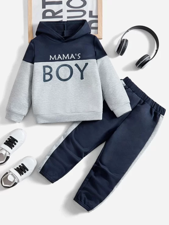 Toddler Boys Letter Graphic Two Tone Hoodie & Sweatpants