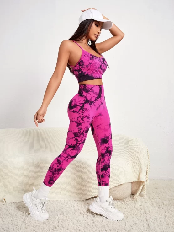 Seamless Tie Dye Criss Cross Backless Sports Set