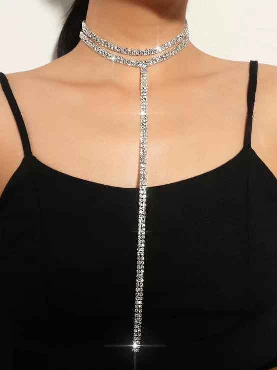 Glamorous Glass Rhinestone Decor Necklace