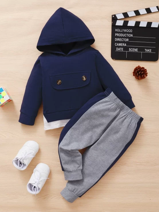 Baby Flap Button Detail Hoodie & Sweatpants