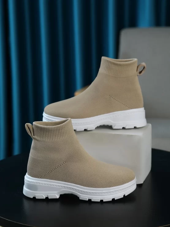 Boys High Top Slip On Sock Front Sneakers