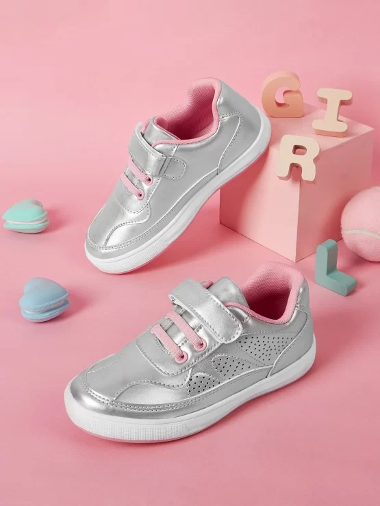 Girls Metallic Hook-and-loop Fastener Skate Shoes